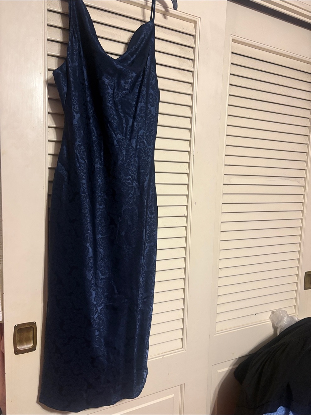 LULUS! Elegant Navy Slip Dress with Subtle Jacquard Pattern. NEW with Tags